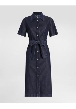 Dolce & Gabbana Silk Denim Shirt Dress - Woman Denim And Jeans Multi-colored 46