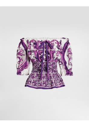 Dolce & Gabbana Majolica-print Poplin Top - Woman Shirts And Tops Multicolor 36