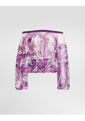 Dolce & Gabbana Majolica-print Silk Chiffon Top - Woman Shirts And Tops Multicolor 44