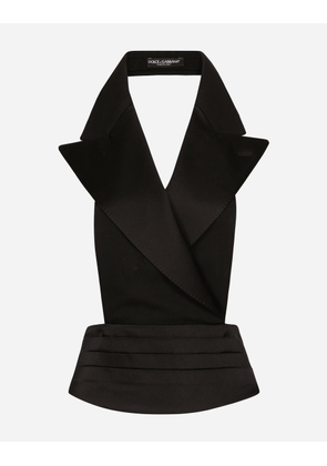 Dolce & Gabbana Double-breasted Silk Satin Vest With Low Neckline On The Back - Woman Shirts And Tops Black 40