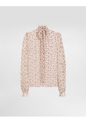 Dolce & Gabbana Small Rose-print Chiffon Top - Woman Shirts And Tops Multicolor 48