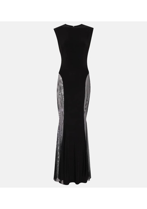Norma Kamali Paneled jersey and mesh maxi dress