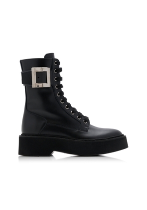 Roger Vivier Viv Rangers Buckle-Embellished Lace-Up Leather Boots - Moda Operandi