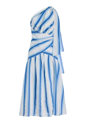 Rosie Assoulin Exclusive Accordion One-Shoulder Striped-Poplin Maxi Dress - Moda Operandi
