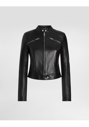 Dolce & Gabbana Leather Biker Jacket - Woman Coats And Jackets Black 40