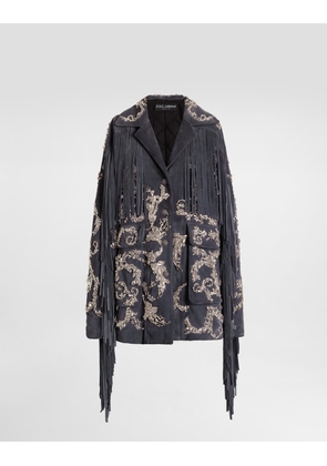 Dolce & Gabbana Embroidered Split Leather Jacket - Woman Coats And Jackets Multi-colored 40