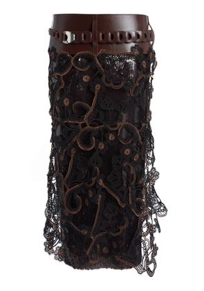 Christopher Esber Noctelle Lace Leather Chainlink Skirt - Moda Operandi