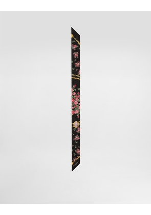 Dolce & Gabbana Small Rose Bouquets-print Silk Twill Bandeau 6x100 - Woman Scarves And Silks Multicolor Onesize