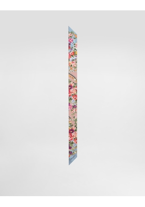 Dolce & Gabbana Small Flower Bouquets-print Silk Twill Bandeau 6x100 - Woman Scarves And Silks Multicolor Onesize