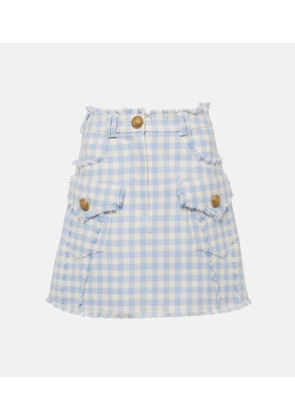 Balmain Checked cotton-blend tweed miniskirt