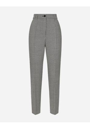 Dolce & Gabbana Tailored Wool Houndstooth Pants - Woman Pants And Shorts Multicolor 54