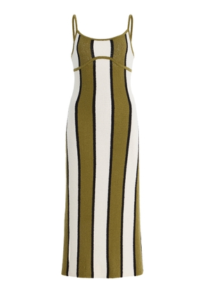 Zulu & Zephyr Striped Cotton-Blend Textured-Knit Midi Dress - Moda Operandi