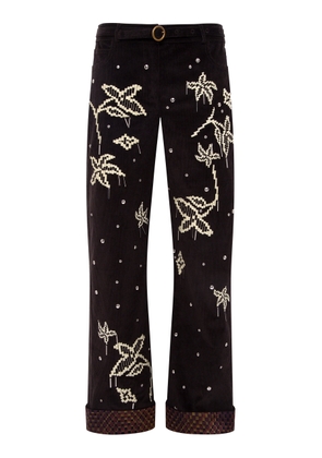 SIEDRÉS Vera Embroidered Corduroy Pants - Moda Operandi