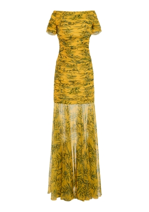 Carolina Herrera Off-The-Shoulder Chiffon Gown - Moda Operandi