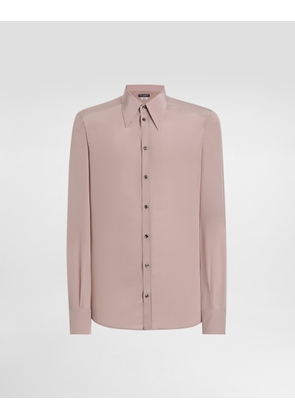 Dolce & Gabbana Silk Crêpe De Chine Gold Shirt - Man Shirts Lilac Silk 43