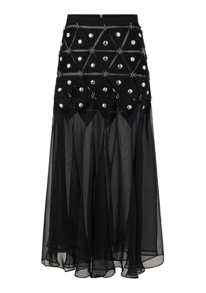 Rabanne Studded Cutout Mesh Midi Skirt - Moda Operandi