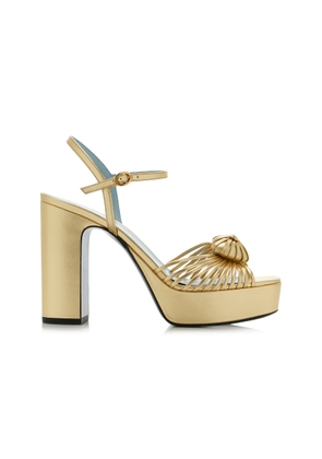 Valentino Garavani Royal Metallic Leather Platform Sandals - Moda Operandi