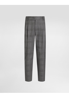 Dolce & Gabbana Glen Plaid Virgin Wool Trousers - Man Pants And Shorts Multicolor 46