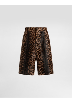 Dolce & Gabbana Leopard-print Calfskin Trousers - Man Pants And Shorts Multi-colored 50