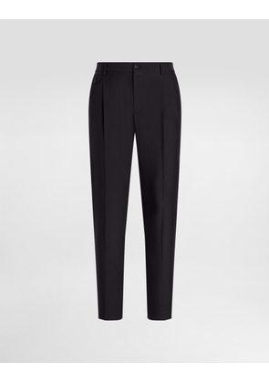 Dolce & Gabbana Silk And Gabardine Trousers - Man Pants And Shorts Blue 50