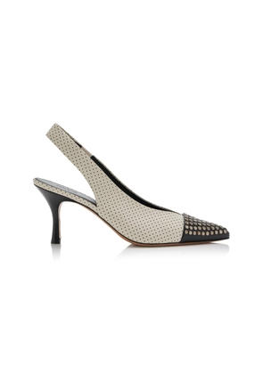 Chloé  Alba Two-Tone Studded Leather Slingback Pumps - Moda Operandi