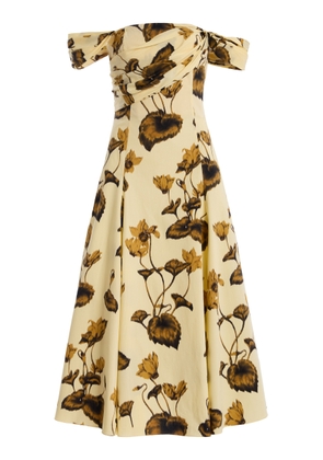 Oscar de la Renta Cyclamen Off-The-Shoulder Stretch-Cotton Midi Dress - Moda Operandi