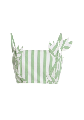 Oscar de la Renta Exclusive Riviera Appliquéd Striped Cotton Crop Top - Moda Operandi