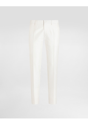 Dolce & Gabbana Micro Pattern Jacquard Trousers - Man Pants And Shorts White 44