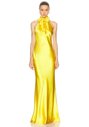 Ralph Lauren Collection Chilton Gown in Racing Yellow - Yellow. Size 4 (also in 0, 2, 6).