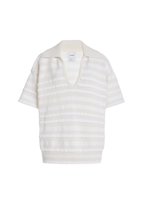 Barrie Ruffle-Striped Cashmere Polo Top - Moda Operandi