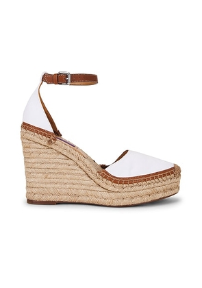Ralph Lauren Collection Parson Espadrille Wedge in Lux Cream & RL Gold - Cream. Size 36 (also in 36.5, 37, 37.5, 38.5, 39, 39.5, 40).