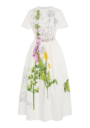 Oscar de la Renta Dandelion-Printed Cotton-Poplin Midi Dress - Moda Operandi