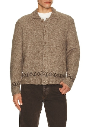 Percival Novel Collared Cardigan in Oak - Brown. Size L (also in XL, XL/1X).