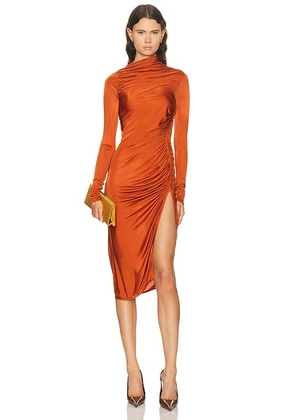 RICK OWENS LILIES Svita Long Sleeve Dress in Orange - Orange. Size 40 (also in 38).