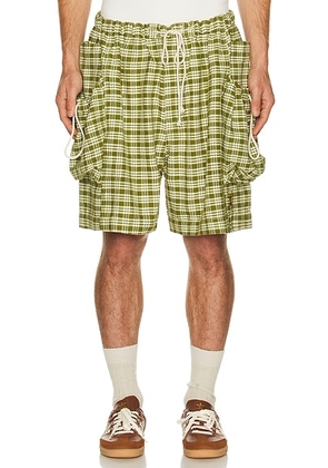 Story mfg. Salt Shorts in Moss Check Handloom - Green. Size M (also in L).