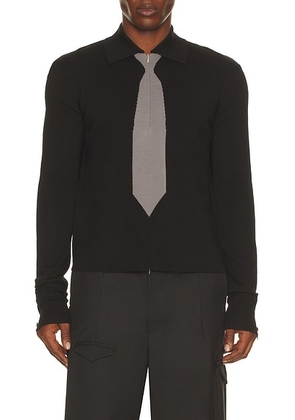 Spencer Badu Knit Tie Shirt in Black - Black. Size S (also in M).