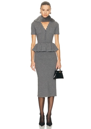 Self-portrait Peplum Knit Midi Dress in Grey - Grey. Size S (also in ).