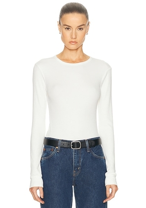 RE/DONE Baby Waffle Long Sleeve Top in Off White - White. Size S (also in M, XL/1X, XS, XXL/2X).