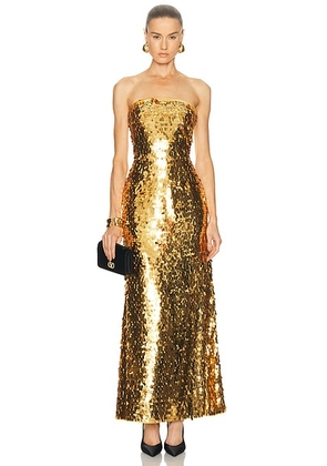 SIMONMILLER Sculpty Sequin Strapless Gown in Star Gold - Metallic Gold. Size 2 (also in 0, 4, 8).
