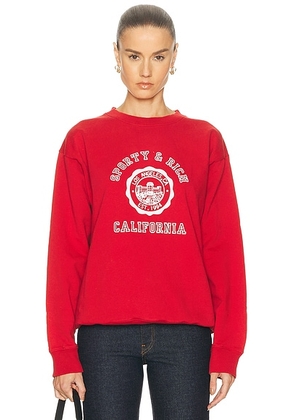 Sporty & Rich California Emblem Crewneck Sweatshirt in Ruby - Red. Size M (also in L, S, XL, XS).