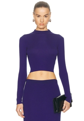 TOM FORD Long Sleeve Cropped Top in Quarz Blue - Royal. Size M (also in L, S).