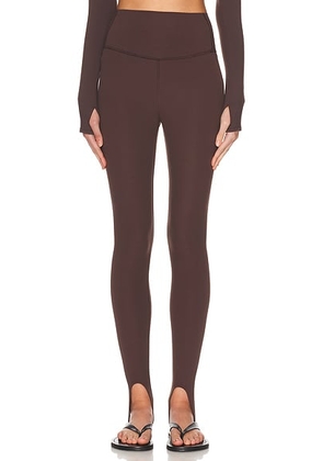 Splits59 River High Waist Airweight Stirrup Legging in Dark Chocolate - Chocolate. Size M (also in L, S, XL, XS).