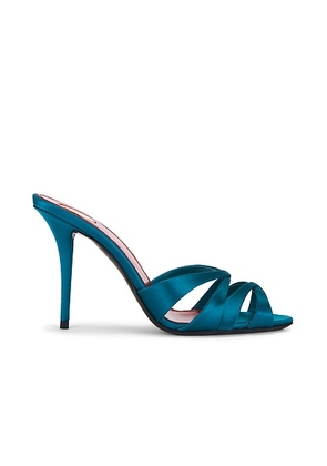 Saint Laurent Chandelle Mule Sandal in Silk Duck Blue - Blue. Size 36.5 (also in 37, 37.5, 40, 41, 42).