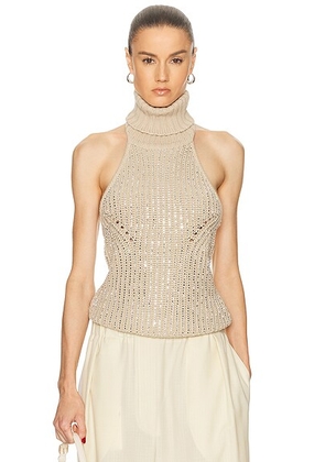 Retrofete Veneta Top in Latte & Silver - Neutral, Metallic Silver. Size M (also in L, S, XL, XS).