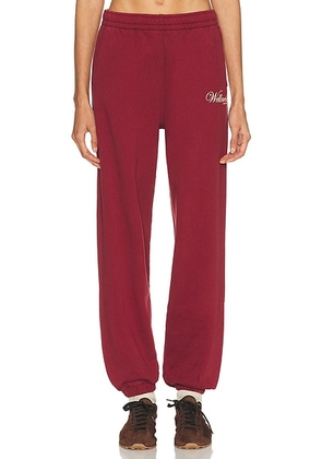 Sporty & Rich Soho Sweatpant in Merlot - Burgundy. Size M (also in L, S, XL, XS).