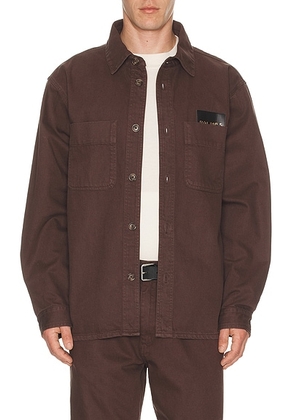 Palmes Coarse Overshirt in Brown - Light Grey. Size 48 (also in 46, 50).