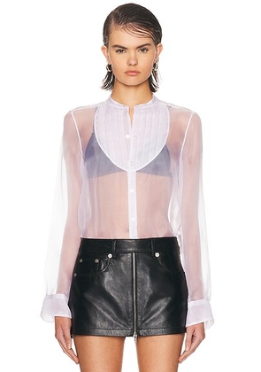 R13 Pleated Tuxedo Front Shirt in White - White. Size M (also in L, S, XS).