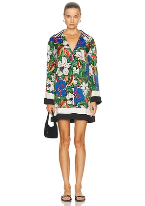 SIMONMILLER Diaz Mini Dress in Tropical Floral Print Combo - Green. Size M (also in L, S).