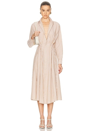 Polo Ralph Lauren Long Sleeve Shirt Dress in Classic Camel & White - Tan,White. Size 2 (also in 10, 4, 6).