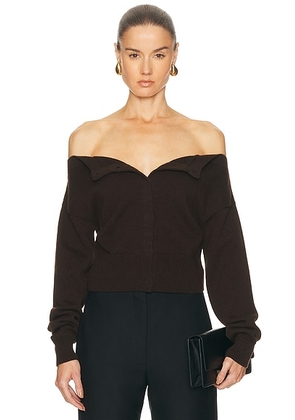 TOM FORD Open-Neck Cardigan in Chocolate Torte - Brown. Size S (also in L).